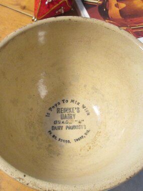 Vtg mixing bowl advertisement handpainted apple USA pottery